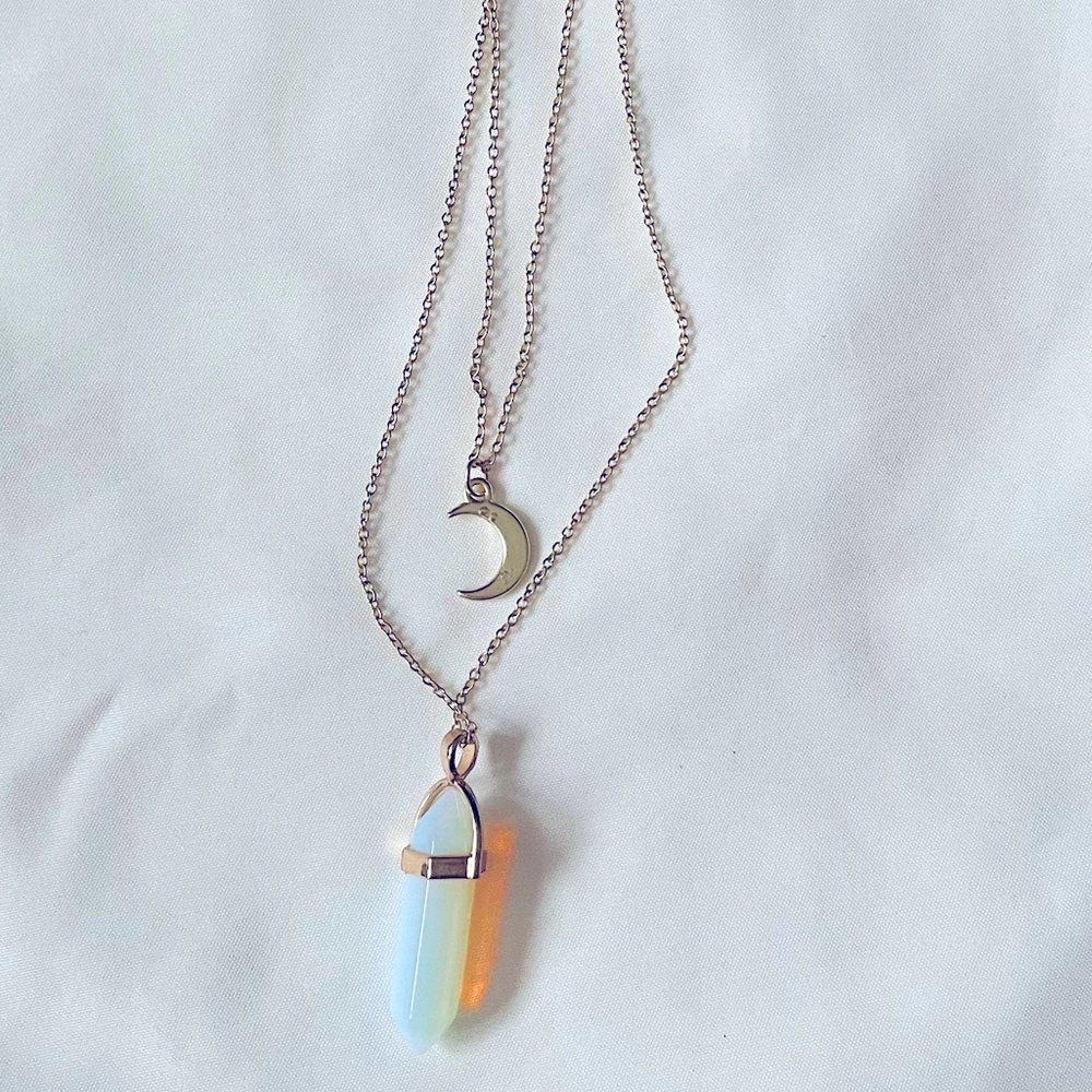 3/$15 Gold tone opalite layered necklace